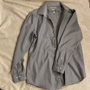 Perry Ellis Slim Fit Striped Silver Gray Dress Shirt